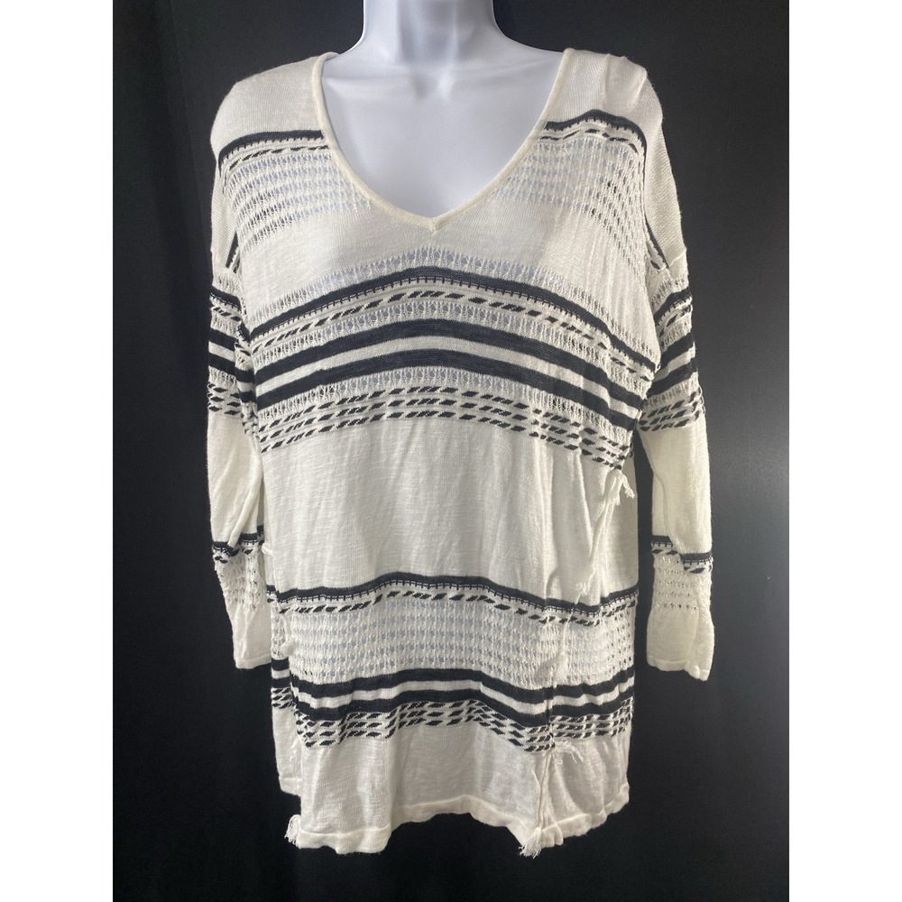 August Silk Womens Open Knit Sweater Size Large Lightweight Slouchy Coastal Folk